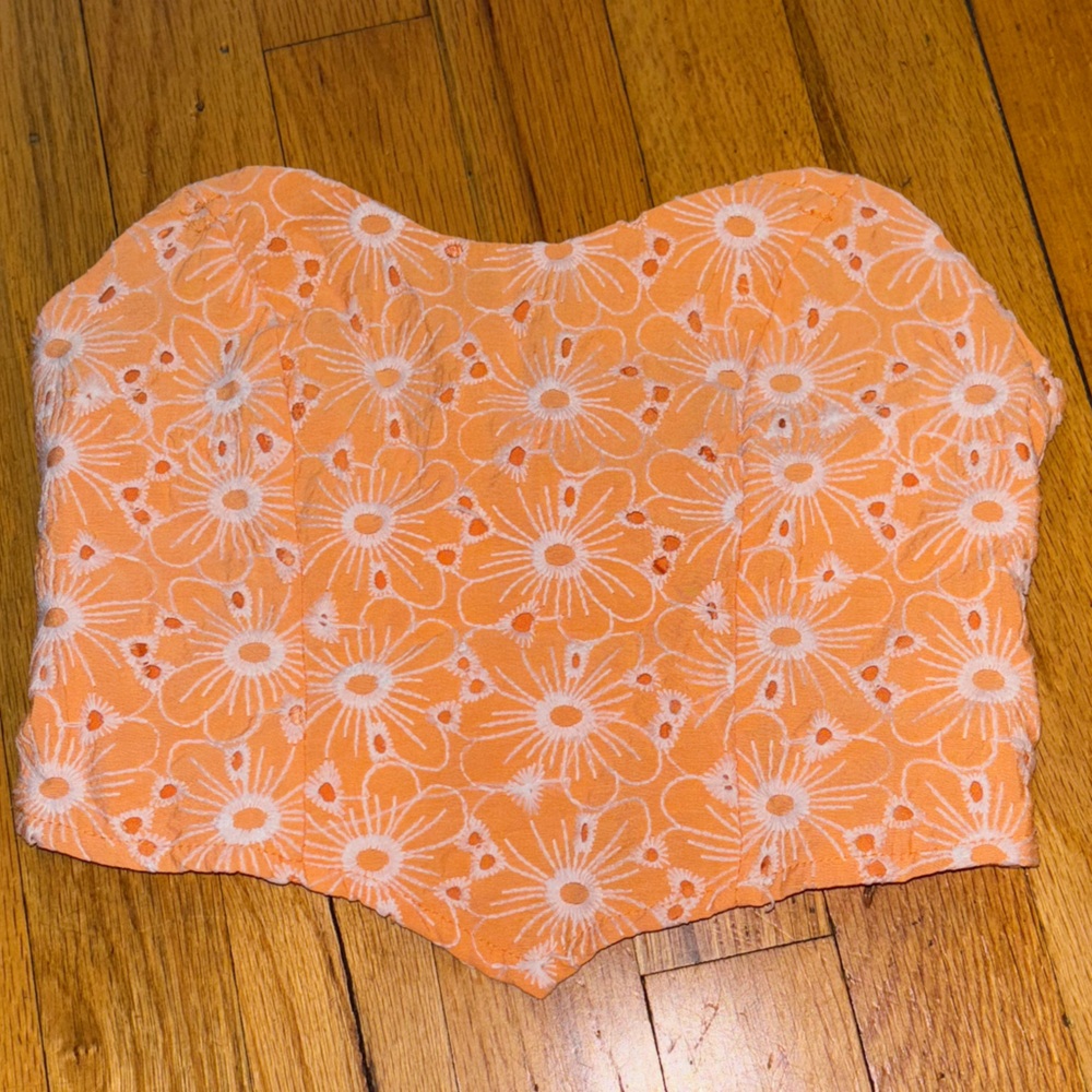 Floral Orange Strapless Top